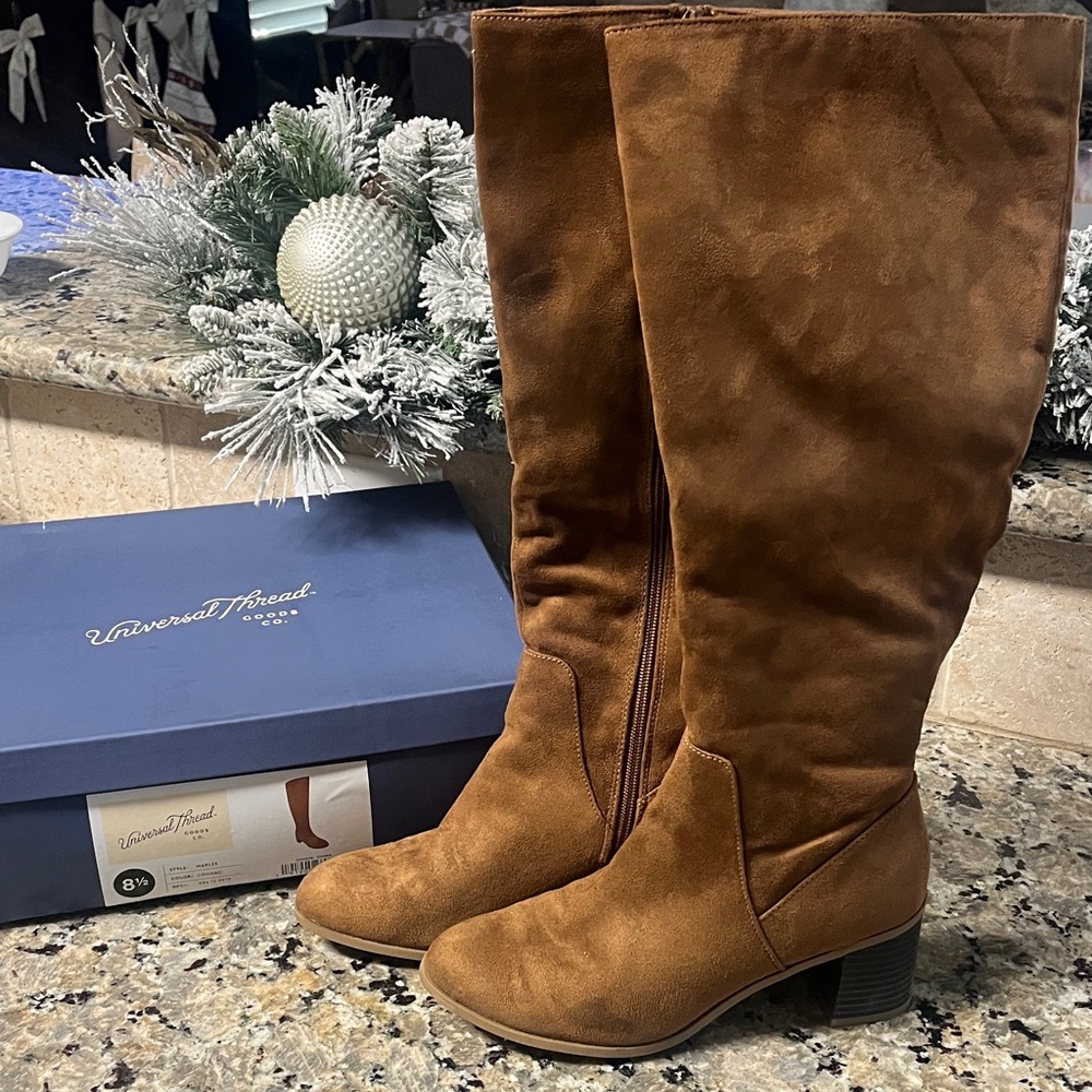 Universal Thread Women's Cognac Over the Knee Boots, Size 8.5